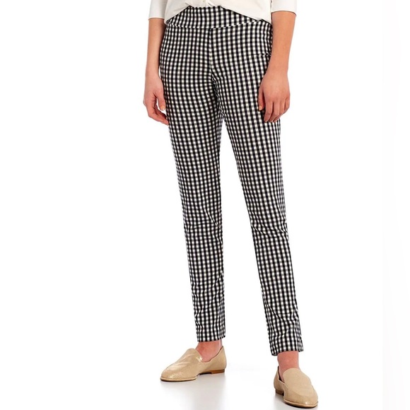 J. McLaughlin Pants - J.MCLAUGHLIN  Masie Gingham Print Tapered Leg Slim Pull-On Pants